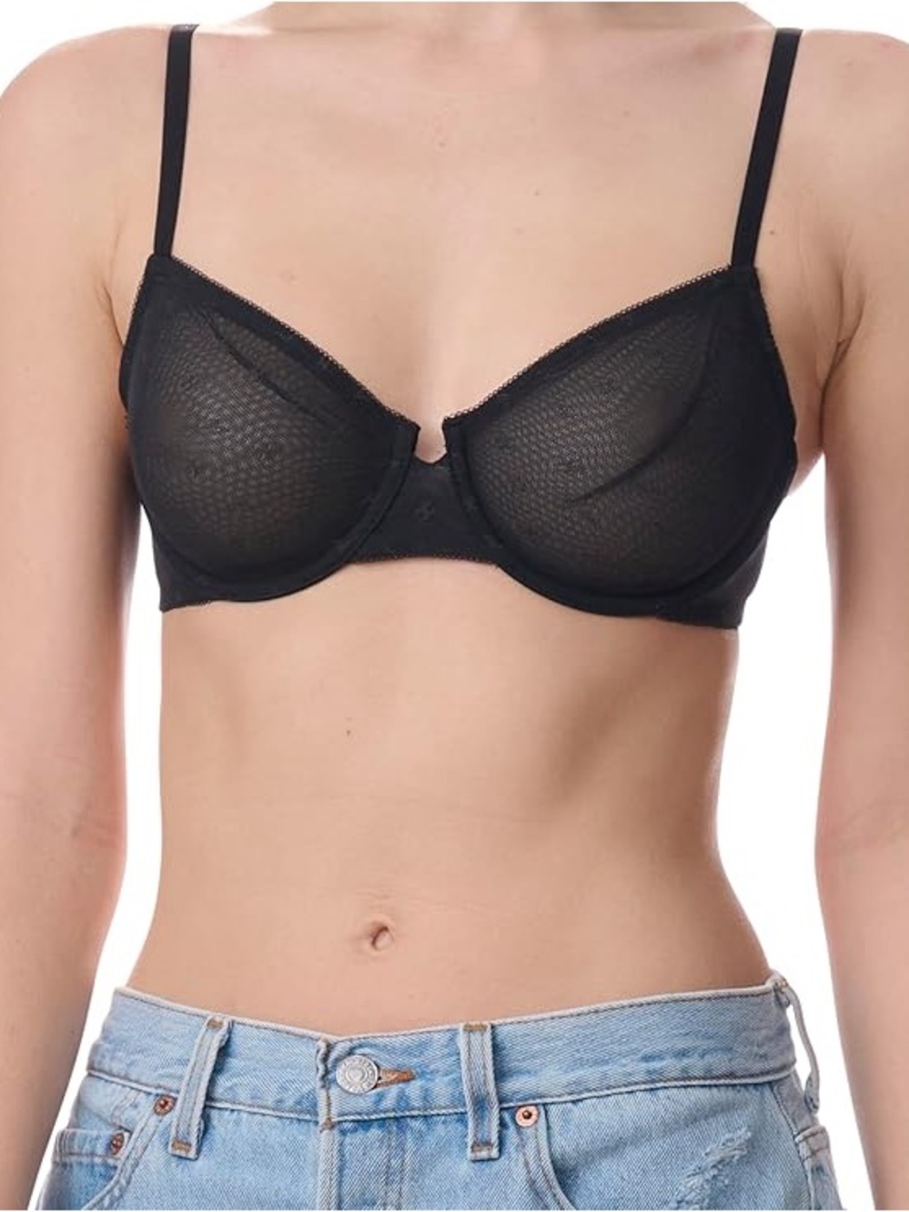 Brand new Tommy Hilfiger Black Underwire Sheer Mesh Bra - Women Intimates